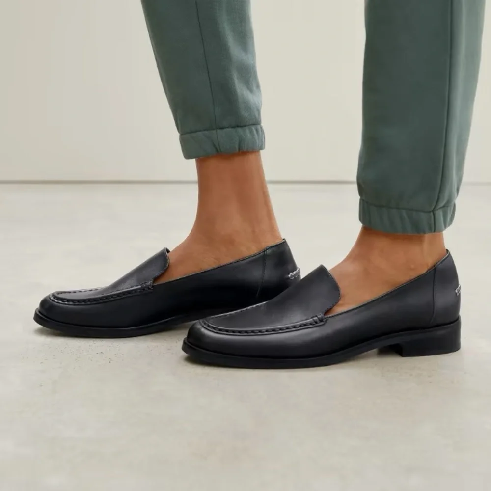 EVERLANE The Modern Loafer in Black Napa Leather Flat Slip On Size 8.5 NEW_5